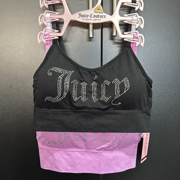 Juicy Couture 3 pack bra set,adjustable straps,removable pads,stretch,rhinestone - Picture 5 of 9